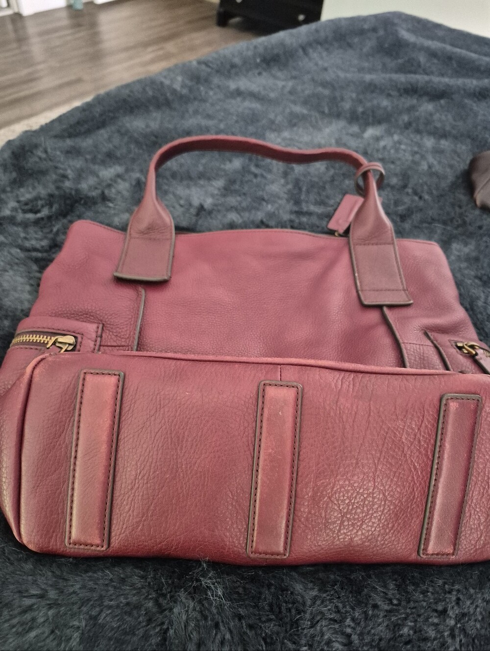 Fossil Emmerson Leather Tote Handbag Burgundy - Picture 4 of 5